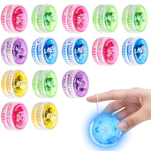 ZCOINS 15 Stück LED-Licht JoJo für Anfänger Kinder 90er YoYo Spielzeug Kindergeburtstag Gastgeschenke Party Mitgebsel Füller (Zufällig gemischte Farben)