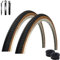 2 x Roverstone 27 Fahrradreifen Schwarz/Braun 37-630 (27x1 3/8) + 2 x passende Schläuche DV inkl. maxxi4you Reifenheber