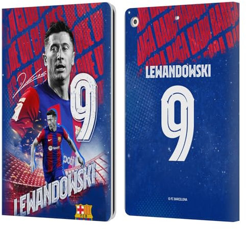 Head Case Designs Offizielle FC Barcelona Robert Lewandowski 2023/24 Erstes Team Leder-Wallet-Hülle Kompatibel mit Apple iPad 10.2 2019/2020/2021