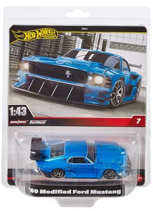 Hot Wheels Premium Ford Mustang, Fahrzeug im Maßstab 1:43, offiziell lizenzierte Replikate für erwachsene Sammler, Real-Riders-Reifen, Metall/Metall-Karosserie und -Fahrgestell, HWT04