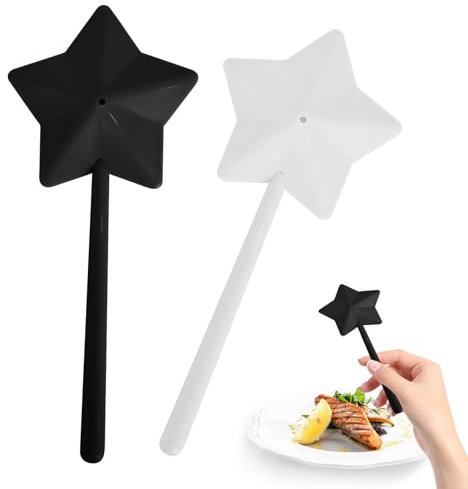 LETTERASHQP 2 piezas Salero y Pimentero Varita Magica, Salero Varita, Salero en Forma de Estrella, varita mágica en forma de estrella para la cocina (negro y blanco)