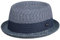 Lipodo Ennario Pork Pie Strohhut - Hut - Klassischer Schnitt - Sommerhut mit Flechttechnik - Made in Italy - Herren - Frühjahr/Sommer blau L (58-59 cm)