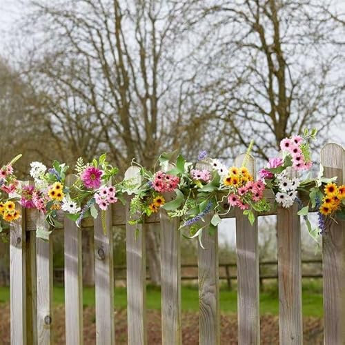 Garden Mile 6ft Artificial Flower Garland 1.8m Multicoloured Fake Flower Garland Outdoor Hanging Sping Decoration Indoor Party & Wedding Decoration 180cm Garlands with Fake Flowers