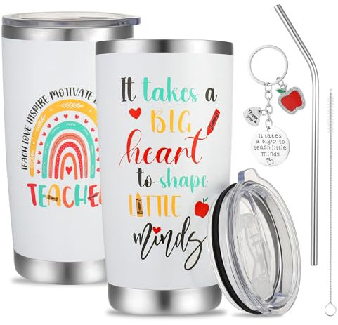 Invalidism Teacher Gifts for Women, Personalised 20oz Travel Mug with Keychain Thank You Teacher Gifts Appreciation Leaving Gift for Teachers Colleagues Best Friends