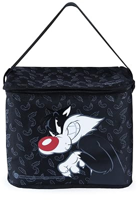 Excelsa Looney Tunes Borsa termica con tracolla regolabile e cerniera con apertura superiore, Silvestro, nero, 10 litri