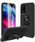 JDXHFF Funda Compatible con TCL 505 (6.75) Negro con 360 ° Soporte Giratorio con Vidrio Templado Película Protectora - Carcasa Silicona TPU Suave Caso Case Black
