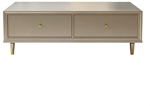 HASMI Couchtisch Klassischer rechteckiger Couchtisch, modischer und luxuriöser Wohnzimmer-Couchtisch, mit großer Schublade, Champagner-Silber Kaffeetisch(Size:120x65x45cm)
