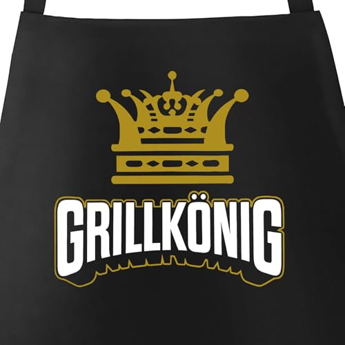 XCSJKJ Grillschürze für Männer Kochschürze Herren Schürze lustig, Grill schürze für Männer küchenschürze Herren personalisiert Grill Schürze mit 2 Taschen Grill Schürze (06-GrillKönig)