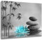 LB Wandbilder Zen-Bambus Poster Graue Stein-Blaugrün-Blume Wanddruck Japanisches Spa Leinwand Bilder für Wohnzimmer Schlafzimmer Badezimmer Wand Deko,40x30cm Ungerahmt