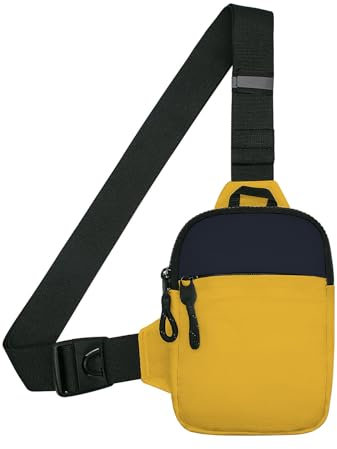 Long Keeper Mini sac à bandoulière – Petit sac à bandoulière imperméable pour homme et femme, sac de poitrine décontracté pour téléphone, voyage, randonnée, Jaune - Mini (L x l x H) = 13 x 3 x 19 cm,