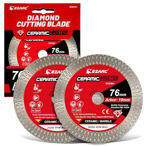 EZARC Diamant Trennscheibe 76 mm, Superdünne Diamantscheibe, Fliesen Trennscheibe für winkelschleifer, für Fliesen, Keramik, Marmor (2 Stück)