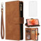 Asuwish Compatible with Motorola Moto G04/G04s/G24/E14 4G Wallet Case Tempered Glass Screen Protector and Leather Flip Cover Card Holder Stand Cell Phone Cases for GO4 G 04 04s 24 E 14 Women Men Brown