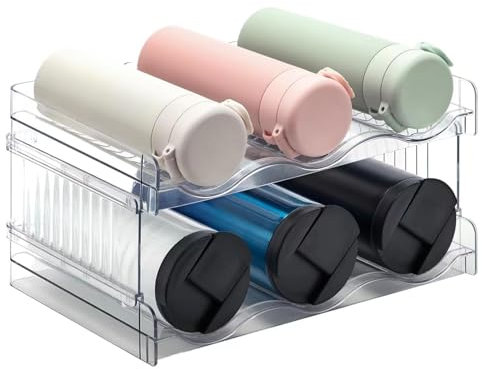 LDXDRU Rangement Bouteille, Range Bouteille Frigo Porte Bouteille Vin, Casier à Bouteilles Empilables en Plastique, Peut Contenir Jusqu'à 6 Bouteilles, pour Comptoirs de Frigo, Cuisine, Armoire