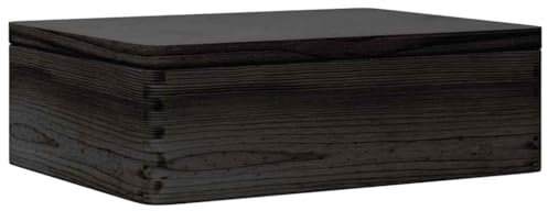 vidaXL Holzkiste mit Deckel Schwarz 40x30x13 cm Massivholz Kiefer, Aufbewahrungsbox Holz, Holztruhe, Geschenkbox Holz, Holzbox