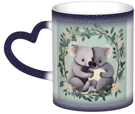 DFEPFKGOKL Tasse à café à changement de chaleur – Koala – Tasse fascinante à changement de couleur dans le ciel, tasse magique en céramique 325 ml pour cafés, bureaux, maisons