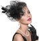 DRESHOW Fascinator Hüte für Damen Schleier Mesh Tea Party Hut Feder Pillbox Hut und Handschuhe Perlenschmuck Set für Cocktail 1920er Party Kopfbedeckung