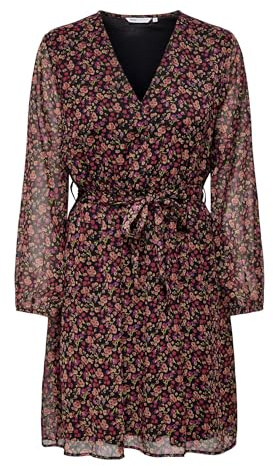 ONLY Damen Onlcera Life 3/4 Short Dress WVN Noos Alltagskleid Mit V-Ausschnitt Und Gürtel In Der Taille, Black, XS