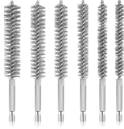 6 PCS Stainless Steel Bore Brush Set, Wire Brush for Drill, Cleaning Steel Brush with 1/4 inch Hex Shank Handlefor Power Drill Washing Polishing Tools