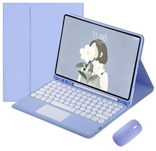 JZ Combo Magnetic Touch Keyboard Case for iPad Mini 5/4/3/2 Generation Case with Keyboard Cover Mouse（Pen not included） ﻿ For iPad Mini 5/4/3/2 - Violet