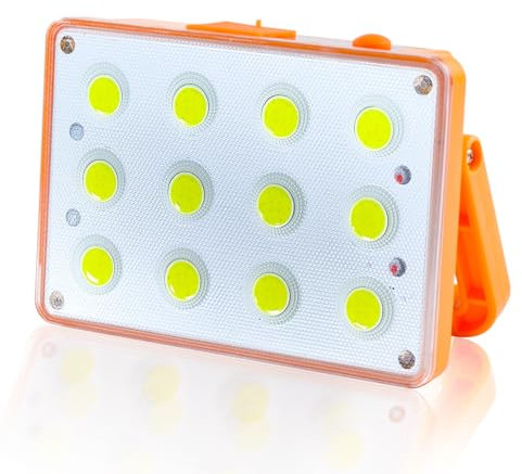 Foco LED Recargable Solar, Foco de Trabajo Portátil 4 Modos de Luz IP42 Impermeable Luz de Trabajo Portátil USB con Panel Solar para Camping Garaje Jardín Pesca Emergencia