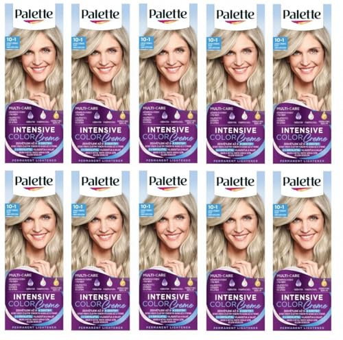 (Pack of 10) Palette Intensive Color Cream 10-1 (C10) Frosty Silver Blond Hair Color- Full Box - with English instruction leaflet