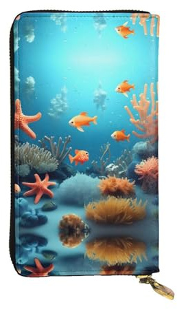 WBQLSL Coral Fish Unterwasser-Clutch aus Leder, klein, 19,1 x 10,4 cm