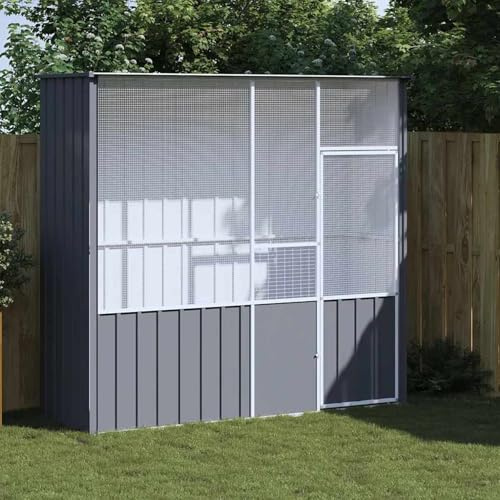 Vopese Große Vogelvoliere Anthrazit Verzinkter Stahl 215x78x200cm für Vögel und Kleintiere - Sicherheit und Komfort Model172344
