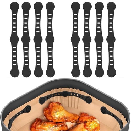 Magnete für Airfryer Backpapier Zubehör für Heißluftfritteuse, 8 Stück Magnetisch Silikon Baking Paper Befestigungsschnalle, Magnetische Silikonschnallen für Ninja COSORI PHLIPS Panasonic Air Fryer