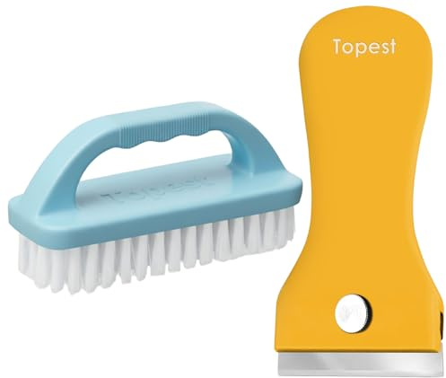 Multifunctional Heavy Duty Scrub Brush + Non-Scratch Multi-Surface Tool for Ovens, Glass,Ceramic, Hobs, Tiles| Sturdy Cleaning Brush for Bathroom, Tiles, Floor, Sink, Shoe, Floor etc.