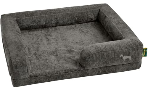 HUNTER Orthopädisches/Ergonomisches Hundesofa MELUN, ergonomisches Hundebett mit Memoryschaum, druckentlastend und gelenkschonend, abnehmbarem Bezug, Farbe: anthrazit, Größe: M