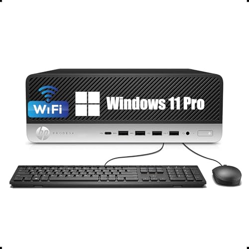 HP ProDesk 600 G3 SFF Desktop Computer PC, Intel Core i3-7100, 8GB RAM, 500GB HDD, WiFi, Bluetooth, US QWERTY Tastatur, Windows 11 Pro (Generalüberholt)