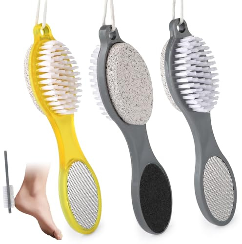 3Pcs 4 in 1 Foot File Callus Remover with Pumice Stone Foot Rasp Sandpaper Professional Pedicure Tools for Dead Skin Removal Home Foot Care Ergonomic Non Slip Handle 19.5x4.5cm