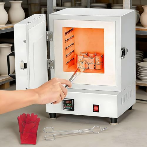 moupeaktain 2000w Electric Kiln, Enclosed Muffle Furnace, Kiln for Pottery at Home, Heating Oven for Industrial and Lab, 1150℃ Metal Melting Furnace, For Dentistry, Jewelry Treatment