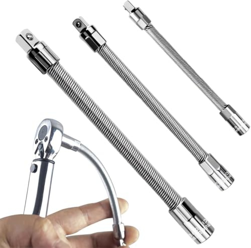 Prolunga flessibile 3 pezzi per chiave a bussola 1/4, 3/8, 1/2, asta di prolunga magnetica in acciaio a molla per cricchetto, trapano, avvitatore a batteria, riparazione auto