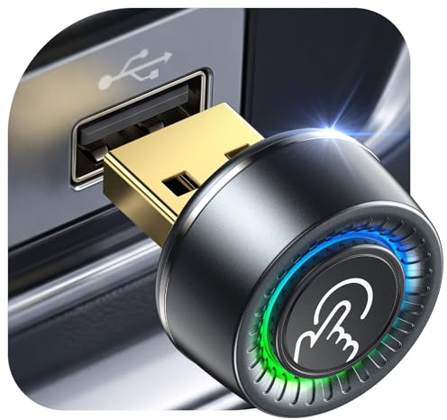 PTGTO CarPlay Wireless Adapter, 1-Tasten-Wechsel für 2 Handys, Rauchschwarz