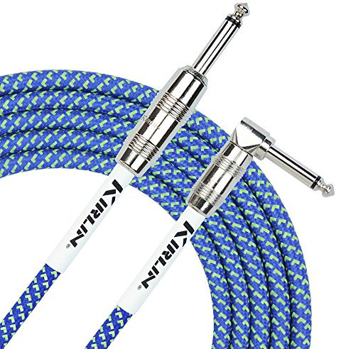 Kirlin iwc202pnbl-20ft tela straight-angled instrumento guitarra Cable Lead, azul, 20 m
