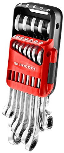 FACOM 467B.JP12 Metric Ratchet Combination Spanner Set on Portable Case, Silver, Set of 12 Pieces
