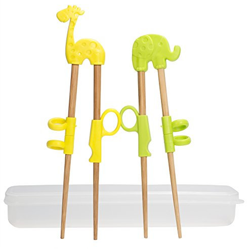 Lekeeu Kids Chopsticks Childrens Chopsticks Giraffe & Elephant Kids Training Chopsticks Learning Chopsticks Baby Chopstick Helper Practice Chopsticks Toddler Chopsticks for Kids Beginners - 2 Pairs