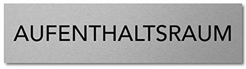 Interluxe Türschild Aufenthaltsraum 200x50mm Schild aus Aluminium, selbstklebend für Firma, Büro, Werkstatt, Geschäft als Hinweisschild für Kunden, Mitarbeiter und Gäste