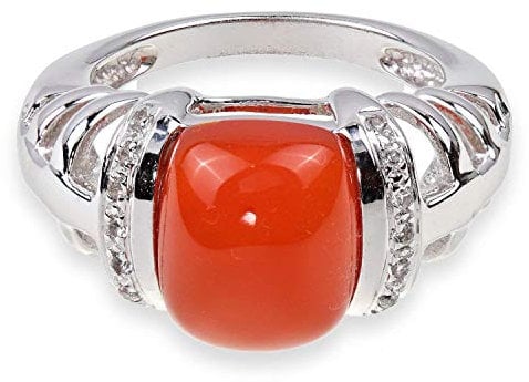 Yvesse Design Damen Ring 925/000 Sterling Silber rhodiniert Karneol Weißtopas RW17