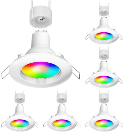 ledscom.de 6 Stück LED Decken-Einbaustrahler CIRC weiß inkl. Smart Home RGBW GU10 LED Lampe, 5,41W, 473lm