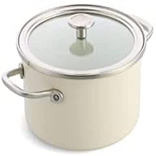 KitchenAid Steel Core Enamel Casserole de 20 cm/3,7 litres avec couvercle, émail d'ingénierie allemande, induction, allant au four, crème d'amande