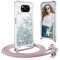 Ptny Case Funda Colgante movil con Cuerda para Colgar Xiaomi Poco X3 Pro Carcasa Correa Transparente de TPU con Cordon para Llevar en el Cuello con Ajustable Collar Cadena Cordón, Oro Rosa