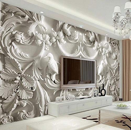 ZHEN WALLPAPER Style européen 3D Relief Fleurs Peintures Murales Papier Peint Pour Salon Canapé Fond Décor Mur Tissu Étanche Revêtement Mural 3 d * 250cmx175cm (98.4x68.9inch)
