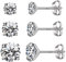 3 paires de boucles d'oreilles dames en diamant fille 3, 4, 5 mm boucles d'oreilles mâles et femelles, Argent,…, Acier inoxydable, Zircone,Diamant, Acier inoxydable, Zircone,Diamant