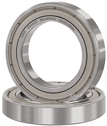 XiKe 2 Stück 6906ZZ Kugellager 30x47x9mm Vorgeschmiert und Metall Doppeldichtung, 6906-2Z Rillenkugellager aus Chromstahl.