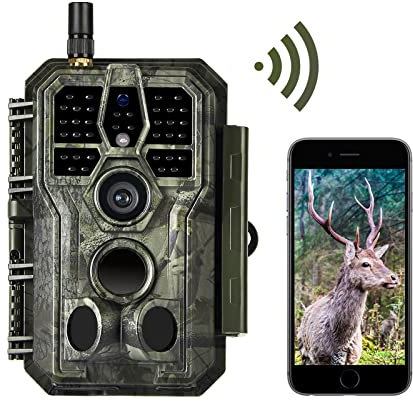 BLAZEVIDEO WiFi Caméra de Chasse 64MP 1296P Bluetooth Camera de Surveillance IP66 Étanche avec Vision Nocturne Infrarouge, Détecteur de Mouvement, Grand Angle 120° et Contrôle APP, pour l'extérieur