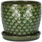KOTARBAU® Maceta de cerámica esmaltada, Ø 17cm, Tiesto Decorativo para Plantas, Macetero con Plato Redondo para Interiores, Minimalista, Verde, Vintage, Macetas Elegantes, Estilo clásico, Maceteros