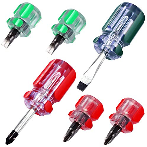 Wieat 6 Pcs Stubby Slotted and Phillips Screwdriver Set for DIY Repairing Sewing Machine Repair (4 Mini, 2 Small)