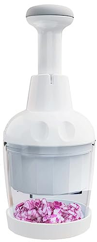 Pαmperεd Chεf Food Chopper, Vegetable Chopper, Onion Chopper, Garlic Chopper, Nuts Chopper - Hand Chopper for Vegetables Salads Onion Ginger Carrot Garlic Fruit, Dishwasher-Safe, White, Easy to Clean